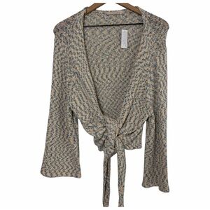 Soft Surroundings Watercolor Print Cardigan XL Tie Front Lightweight NWT